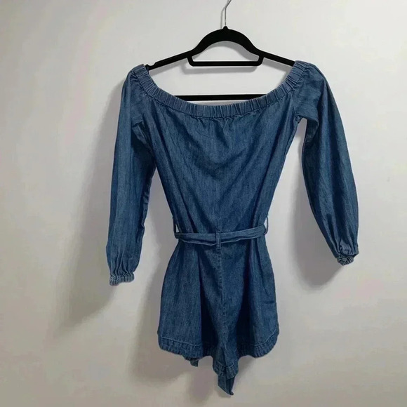 Free People Tangled in Willows  Chambray Romper - Picture 4 of 7